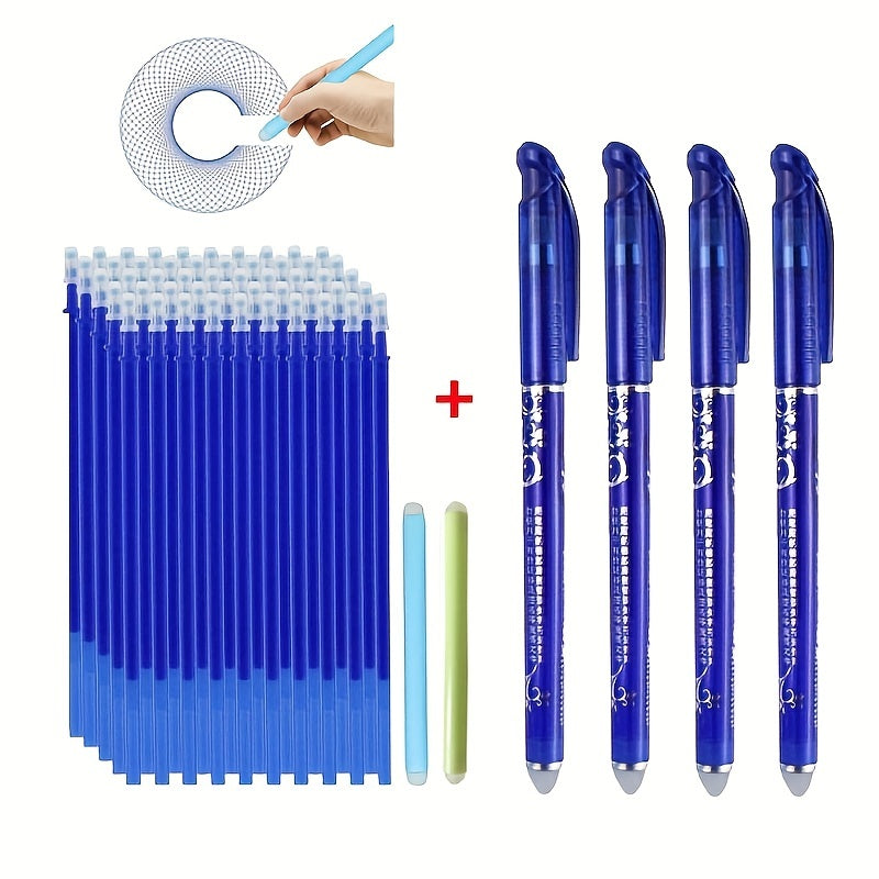 Set of 36 erasable gel pens (0.5mm, blue) with replaceable cores and needle tube tips for the office or students.