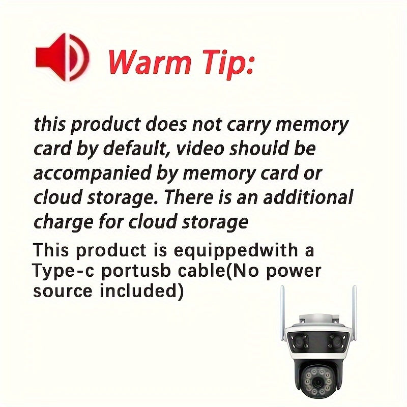 Keep your home secure with our Smart WiFi Outdoor Surveillance Camera! With multiple lenses for optimal coverage, easy smartphone control, night vision capabilities, and two-way audio, this camera is perfect for monitoring your surroundings. (SD Card Not