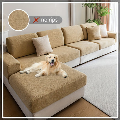 Waterproof stretch sofa cover for all seat sofas, with a modern non-slip design, pet-friendly, and fits L-shaped sofas.