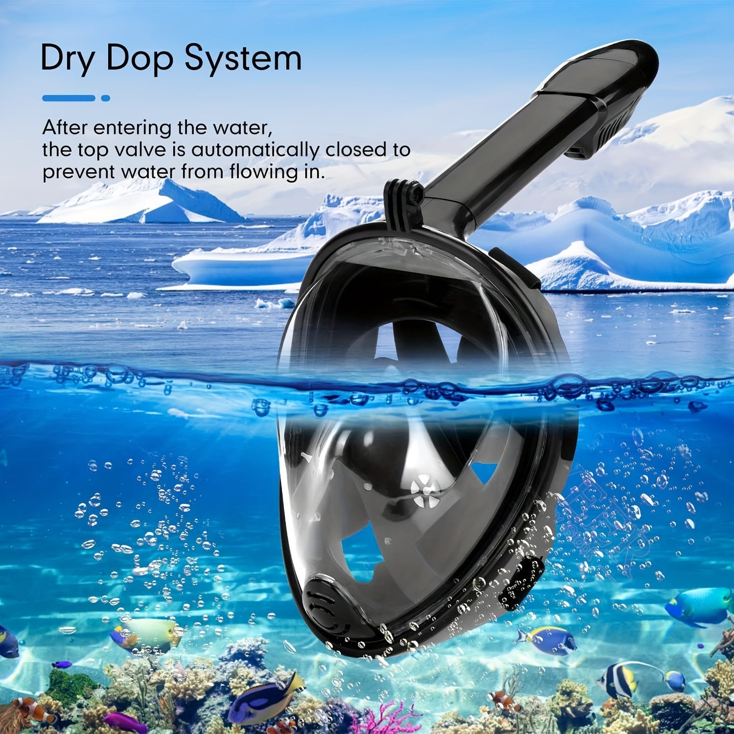 Best snorkeling mask for adults and swimmers - panoramic view, safe breathing, anti-fog, anti-leakage, and camera retention.