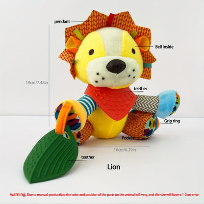 This plush toy featuring an elephant, fox, lion, dog, and raccoon can be used as a stroller hanging toy, doll, or a perfect gift for birthdays, Christmas, Thanksgiving, New Year, or Easter.