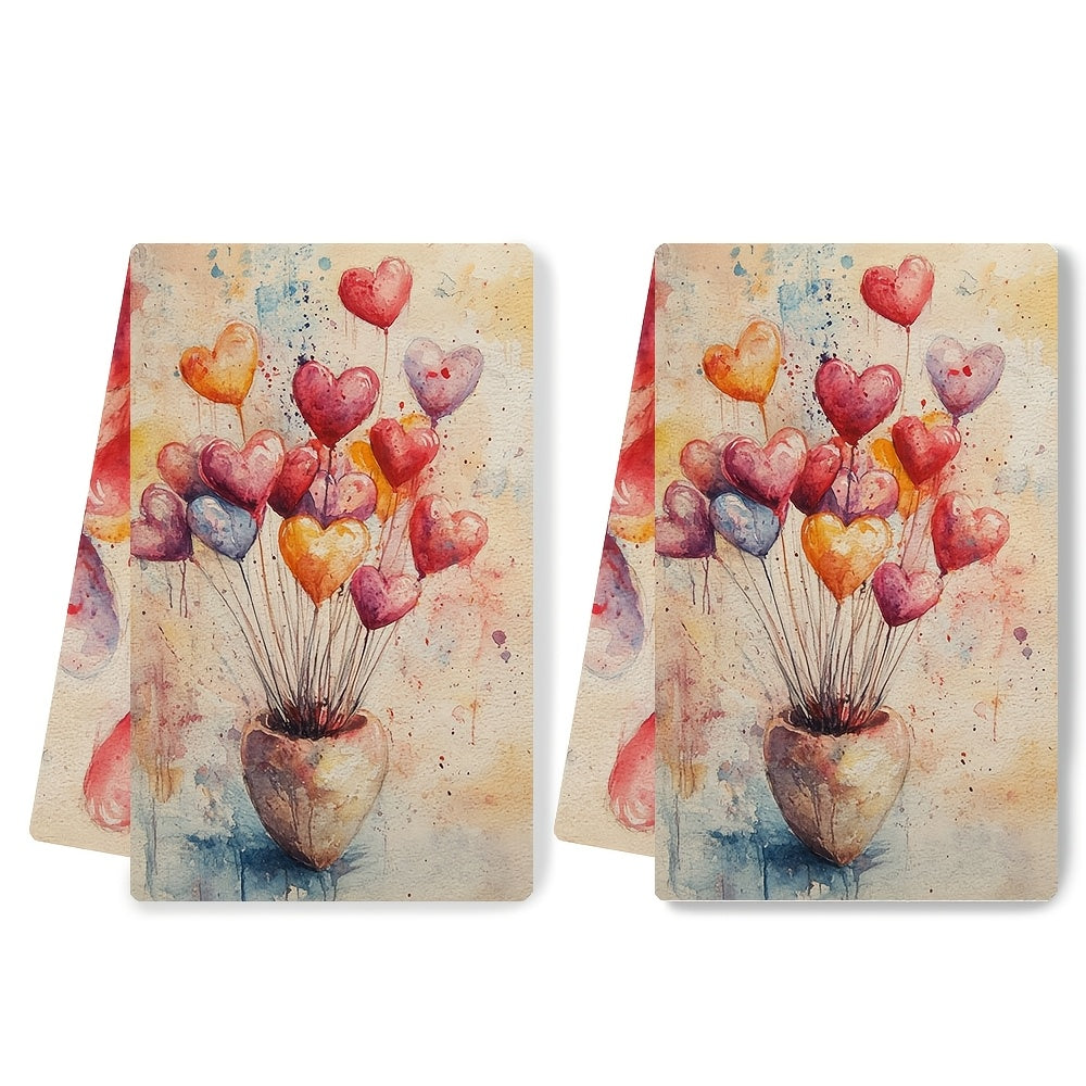 2 pieces of Valentine's Day themed ultra soft kitchen towels, highly absorbent for holiday decor. Machine washable and measuring 16x24 inches. Product code: 2KYSYS1217664.