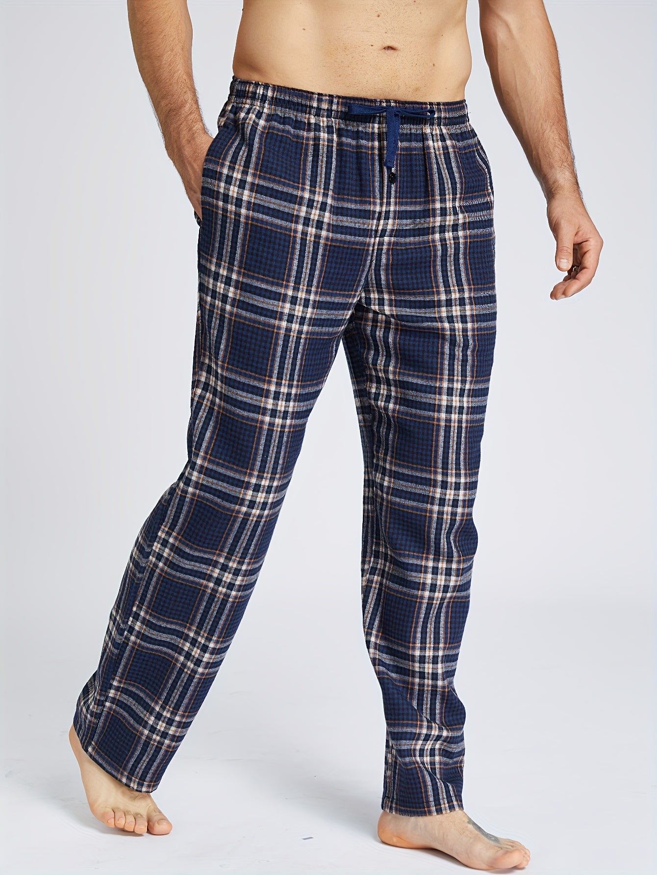 3 Large Men's Flannel Plaid Sleep Pants with Pockets, Flap, Drawstring, PLUS SIZE