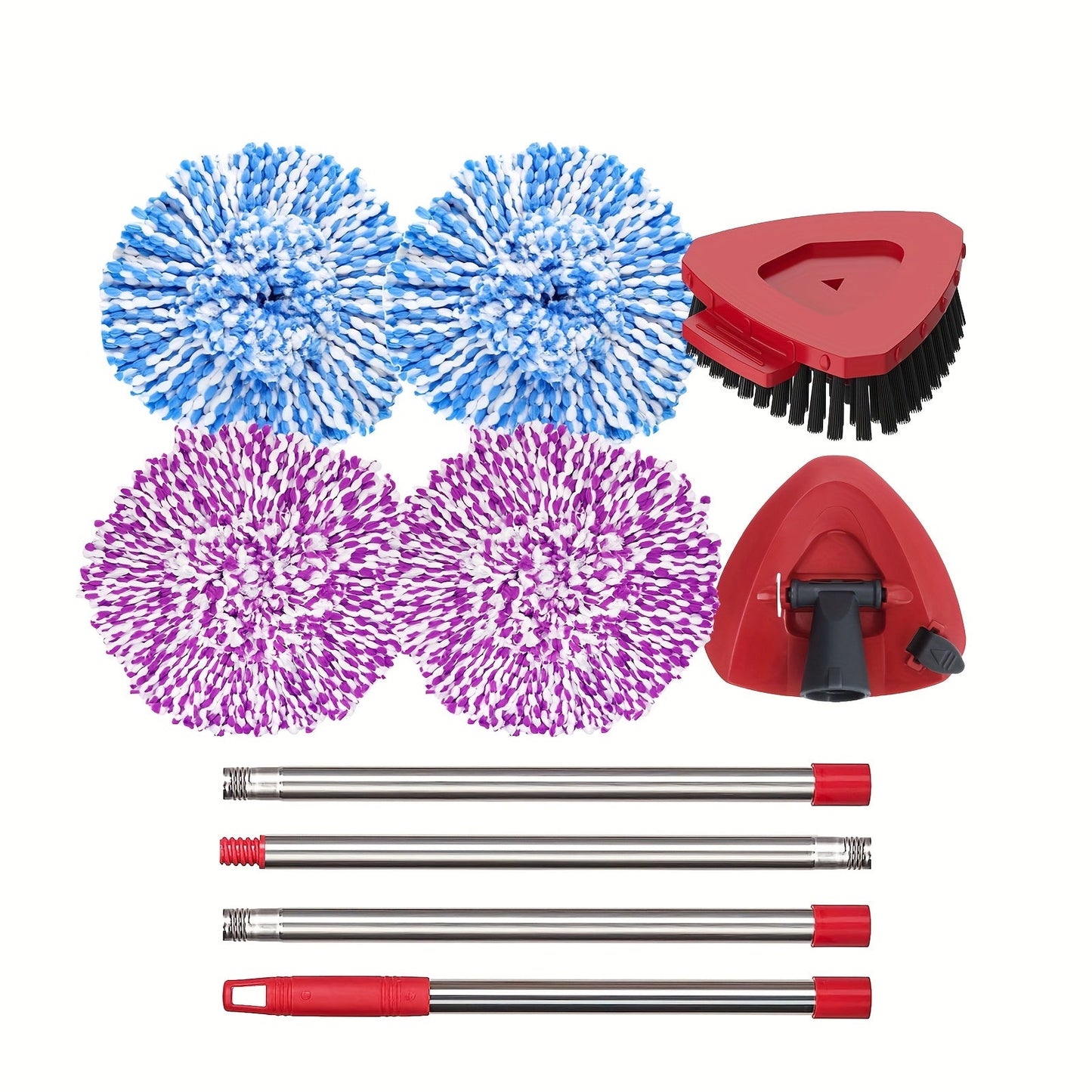 Upgrade your cleaning experience with the Home Times Complete Spin Mop & Brush Replacement Kit. This kit is compatible with the O-Cedar RinseClean 2-Tank System and includes 4 heads, a handle, upgraded base, and scrub brush. The new style design is