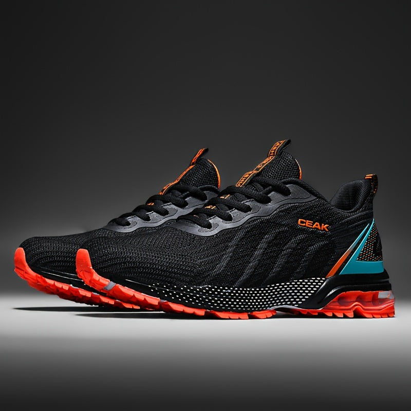 Breathable running shoes with shock absorption, non-slip lace-up sneakers for outdoor training.