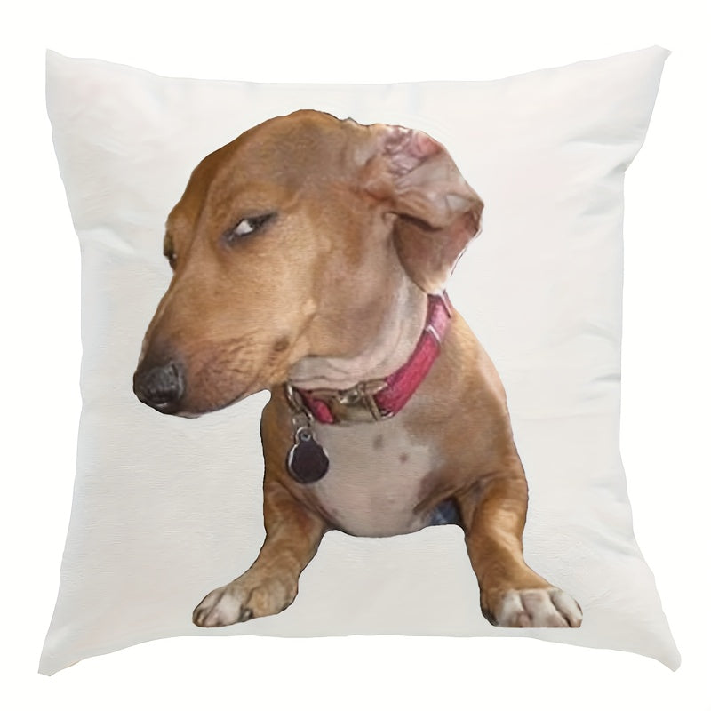 Modern Dachshund Throw Pillow Cover - Side-Eye Design, Plush Polyester, Washable, Fits Various Rooms, 45.72x45.72 cm - 1 Pack