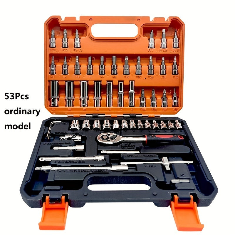 53/82/121/151 pcs of Stainless Steel Automotive Repair Tool Kits with Quick Ratchet Wrenches for Off-Road Motorcycles And Bicycle Maintenance - Complete Automotive Repair Accessories