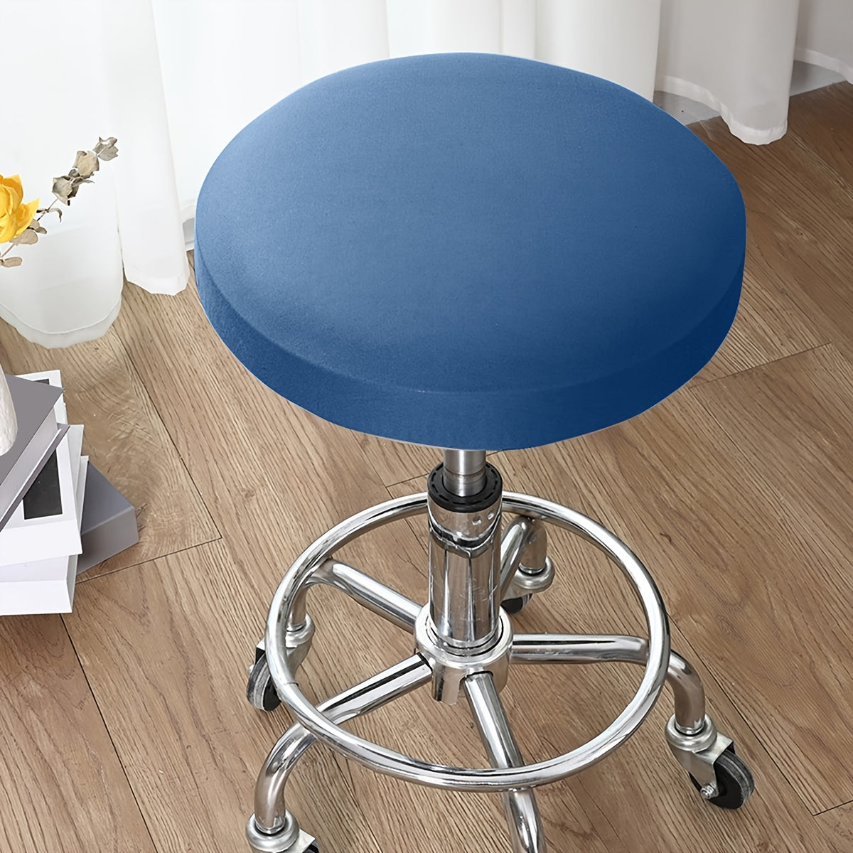 Waterproof round stool cover made of milk fiber fabric with elastic.