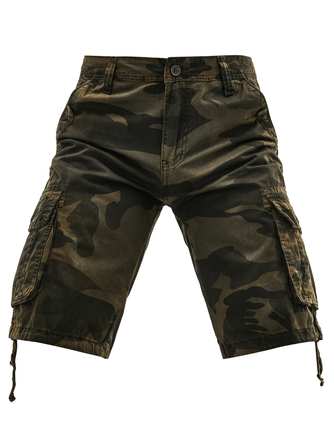 Men's Plus Size Cotton Camo Cargo Shorts with Street Style, Multi-Pocket Design, and Non-Stretch Fabric