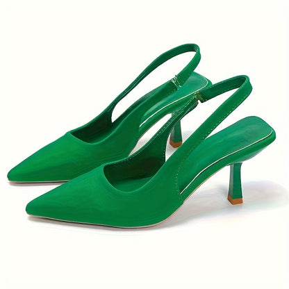 Solid color stiletto heels for women with elegant point toe and slingback design.