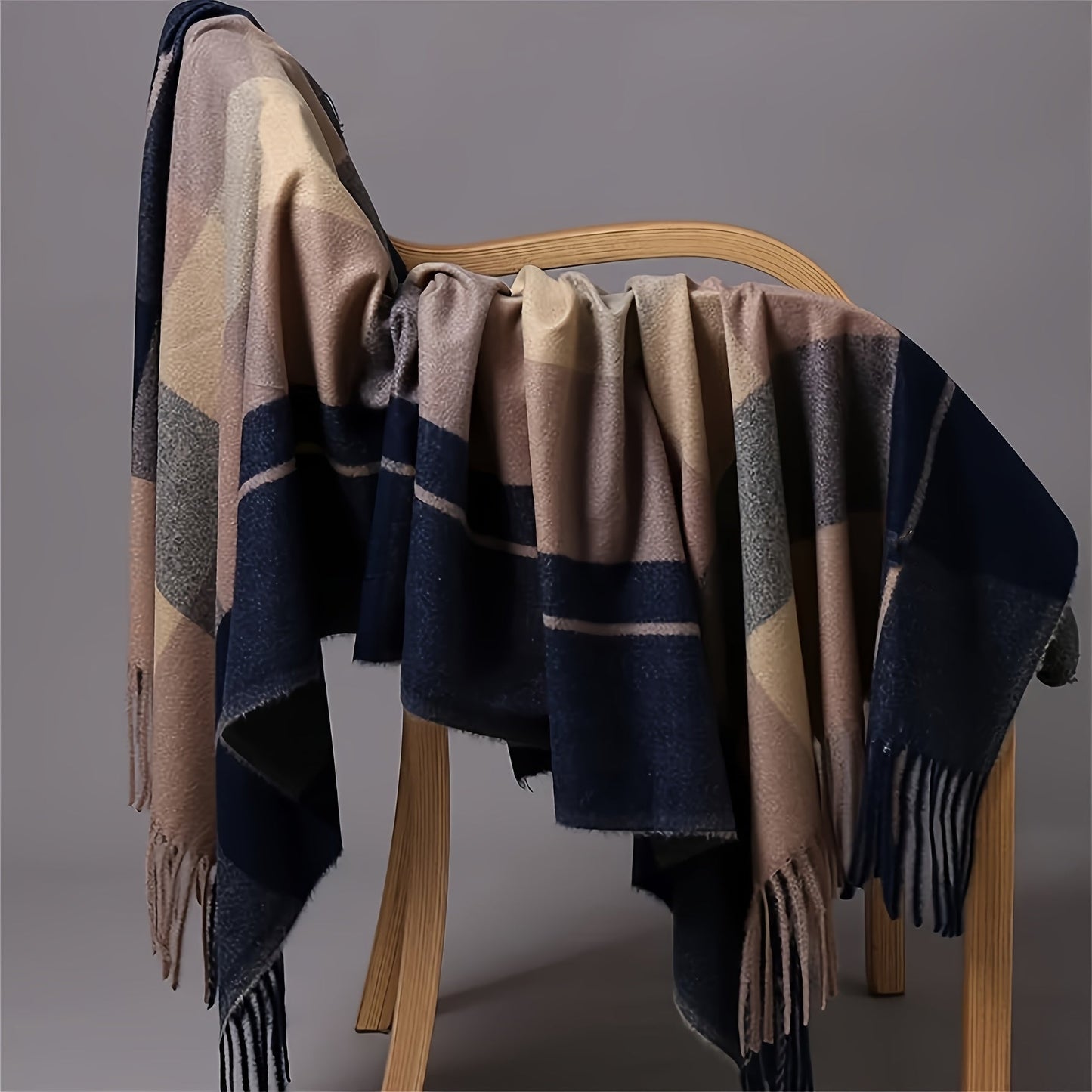 Enlarged Scarf - 200cm x 70cm - Classic Plaid Shawl for Autumn/Winter - Thick and Warm - Fashionable Unisex Style for Outdoor Use