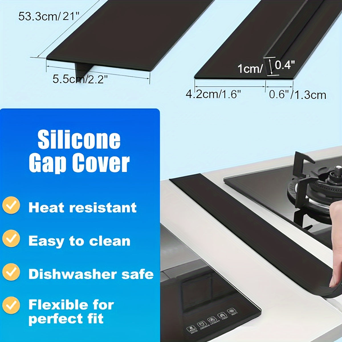 Protect your electric stove with this set that includes a glass top cover measuring 72.39x 52.07cm, along with 2 stove gap covers. The natural rubber stovetop mat and ceramic glass protector prevent scratching and keep your cooktop looking new. These