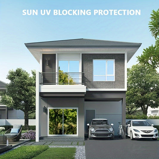 Convenient Privacy Window Film with UV Protection and One-Way Mirror Tint for Home & Office. Reflective Silvery Thermal Insulation, Self-Adhesive, for Window Glass.