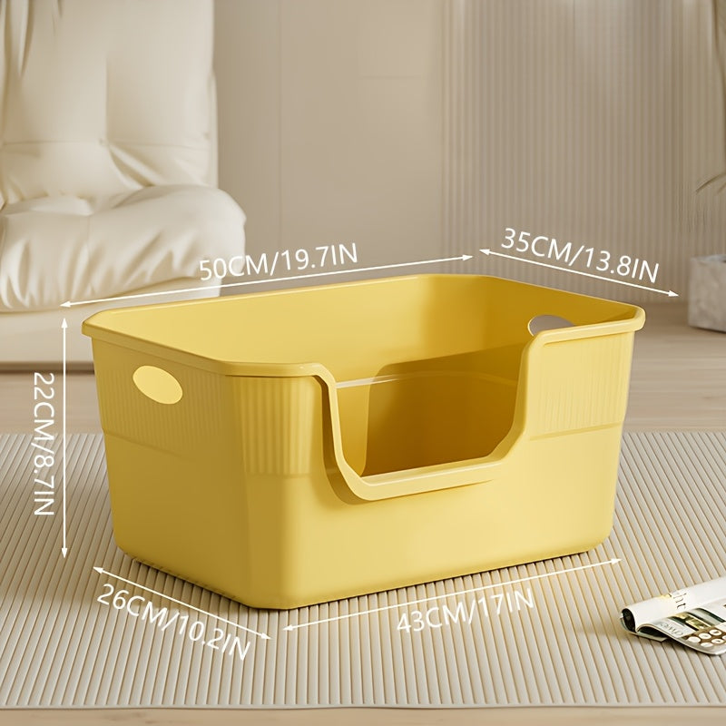 XL Cat Litter Box with Splash Protection, Semi-Enclosed & Open Design, Includes Scoop and Deodorant Bag