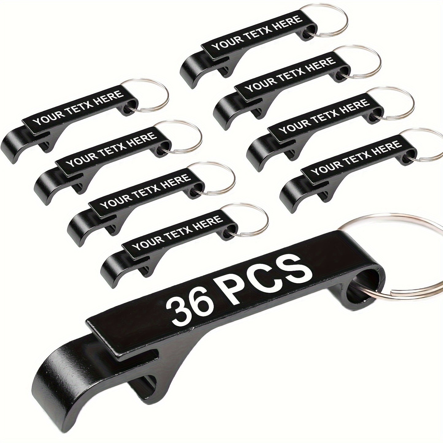 Personalized keychain bottle openers - Set of 36, ideal for gifts, holidays, and promotional events.