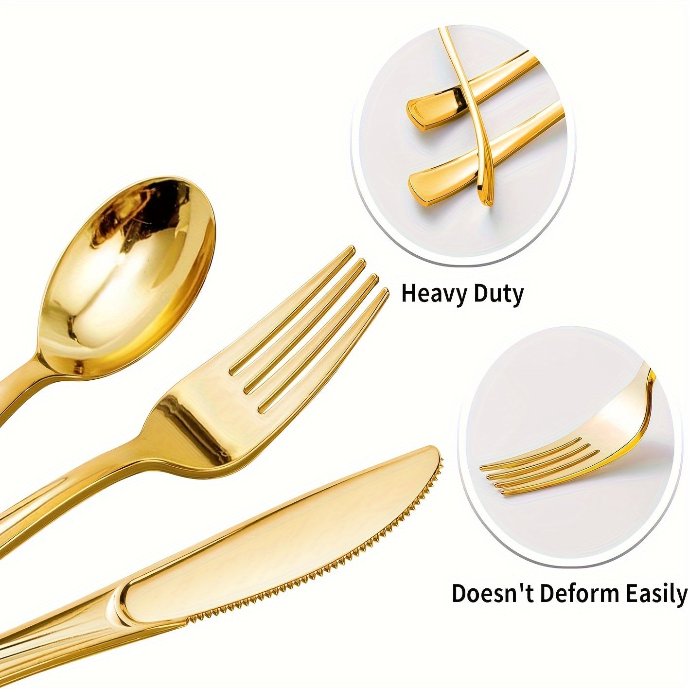 60-Piece Disposable Golden Cutlery Set for Special Occasions - Includes Forks, Spoons, and Knives for Hanukkah and Thanksgiving Decor.