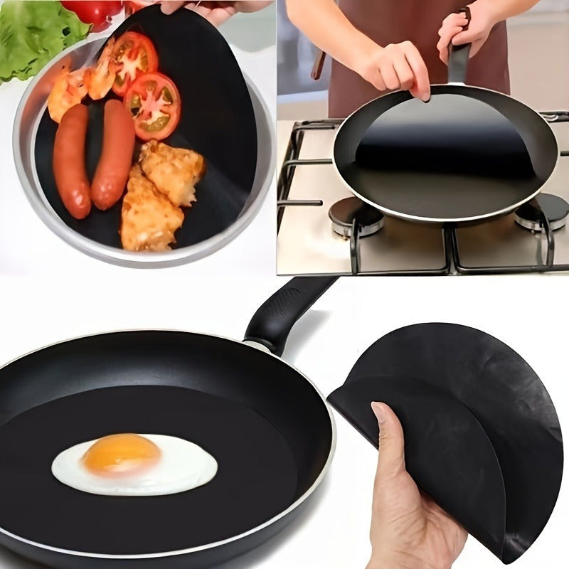 Set of 5 Non-Stick PTFE BBQ Grill and Frying Pan Mats - Heat Resistant, Circular Shape, Ideal for Outdoor Cooking, Simple to Clean