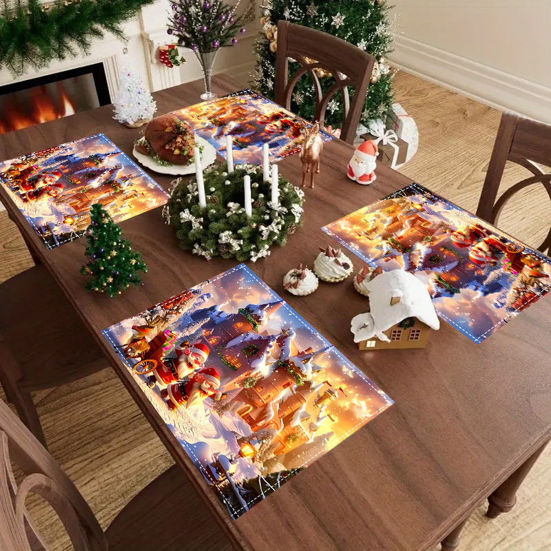 Christmas-themed table runners with open designs, available in sets of 1, 4, 6, 8, or 12 pieces. Perfect for adding festive decorations to your parties or restaurant tabletops.