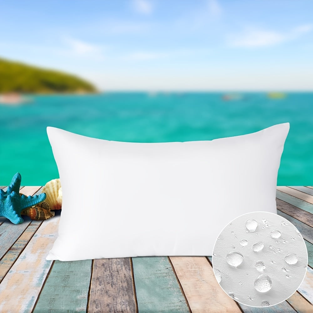 Waterproof and oil-resistant white waist pillow core, suitable for indoor/outdoor use in various settings, machine washable. Dimensions: 30.48x50.8 cm.