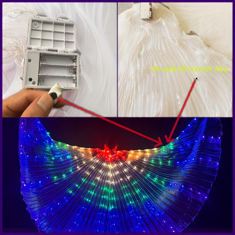 LED Butterfly Wings Light-Up Dance Props with Polyester Material for Belly Dance Performances, Batteries Not Included.