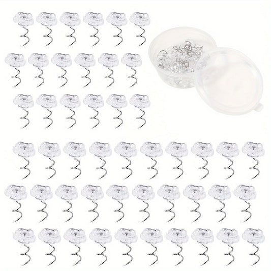 30 pieces of clear twist pins with rose head design for securing bedskirts, slipcovers, and furniture - strong and reliable fasteners for upholstery.