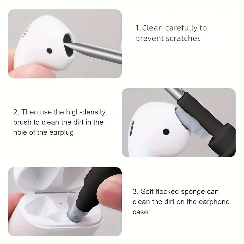 Earbuds Cleaning Pen - Multifunctional Cleaner Kit with Soft Brush for Wireless Earphones, Headphones, Charging Box Accessories, Computer, and Keyboard - 1 Piece, 7.62 cm