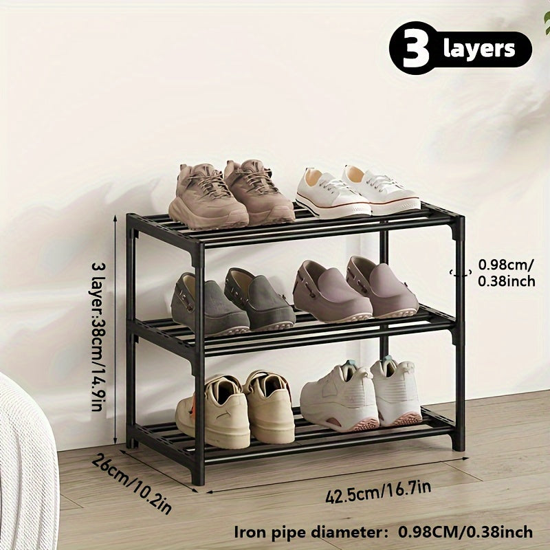 Durable Black Multi-Layer Shoe Rack with Sleek Design - Stackable and Versatile for Entryway, Closet, Garage, or Bedroom Storage