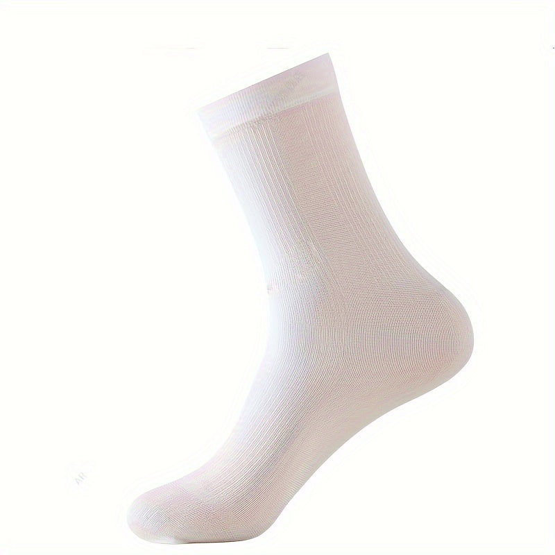 5 pairs of men's thin breathable business socks for summer, mid-calf length.