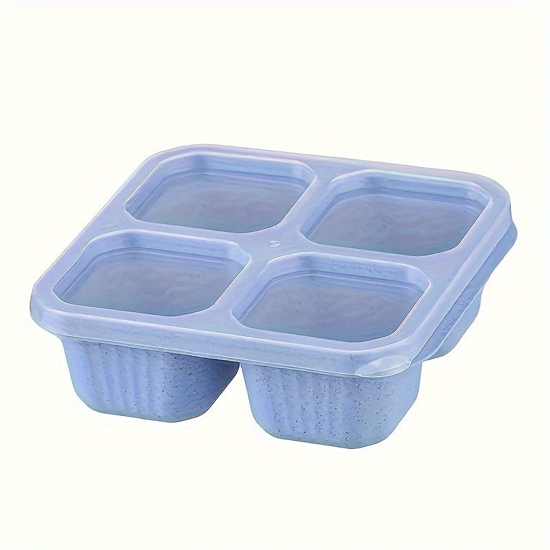 Reusable BPA-Free Meal Prep Container with Transparent Lid - Perfect for Work, Travel, and Kitchen Organization - 4 Compartments Made from Wheat Straw Material