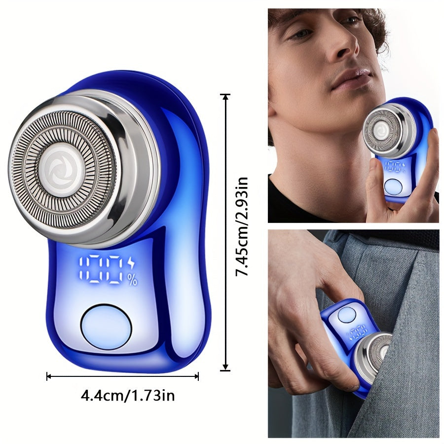 USB Rechargeable Men's Electric Razor with LED Display, Quick Charge, 220mAh Lithium Battery, Stainless Steel Spiral Shaver, 30-45 Min Runtime, Non-Washable - Great for Travel & Gifts