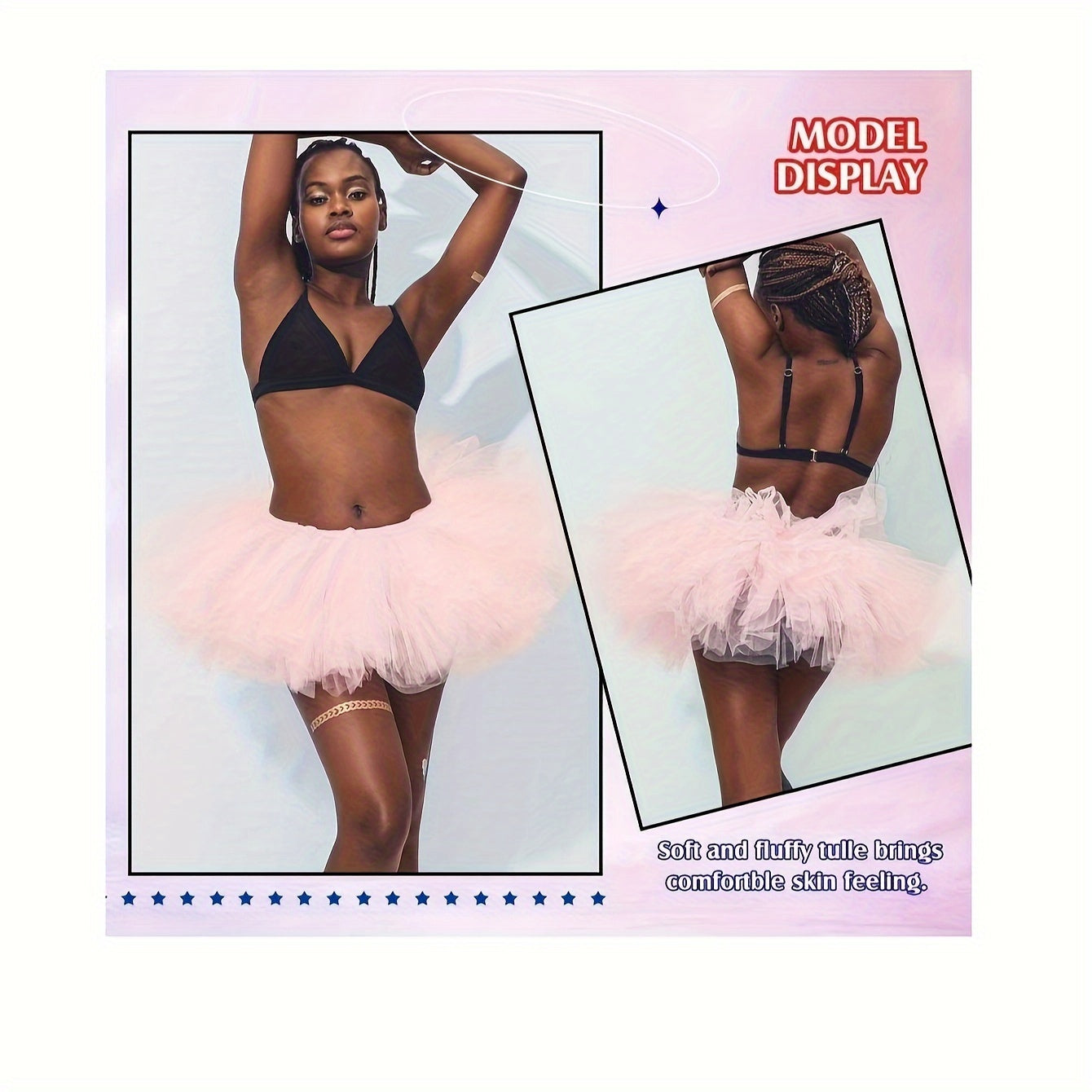 Get ready to party with this Fluffy 80s Tutu Skirt! Perfect for women and teens, this elastic waist skirt features 5 layers of tulle for an ultra-fluffy look. Ideal for Halloween, costume parties, and holiday festivities like Christmas.