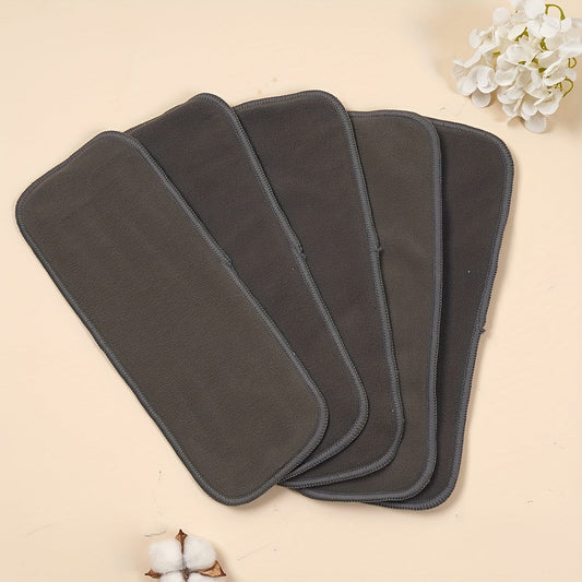 Set of 5 Bamboo Charcoal Inserts for Baby Nappies, Includes 2 Layers of Bamboo Charcoal and 2 Layers of Microfiber Liner. Perfect for Baby Cloth Diapers, the Ideal Halloween, Thanksgiving, or Christmas Gift!