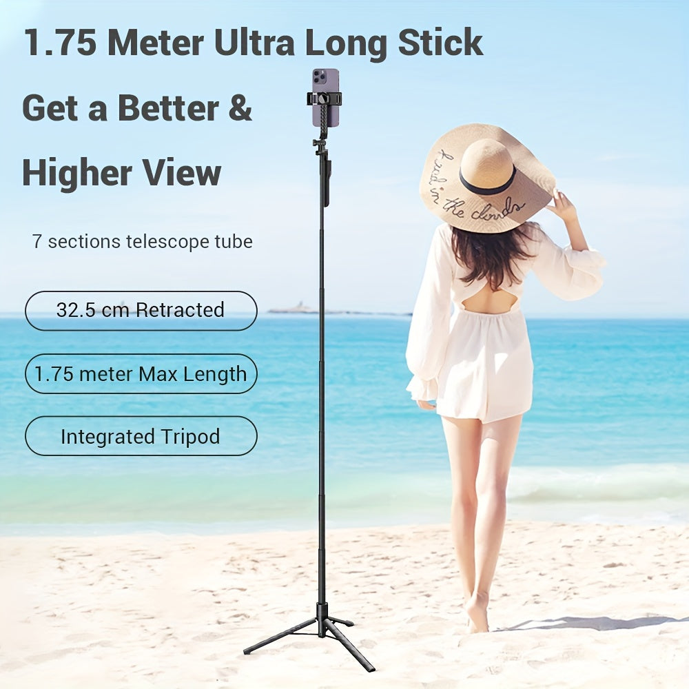 Smartphone selfie stick tripod for travel selfies and live streaming.