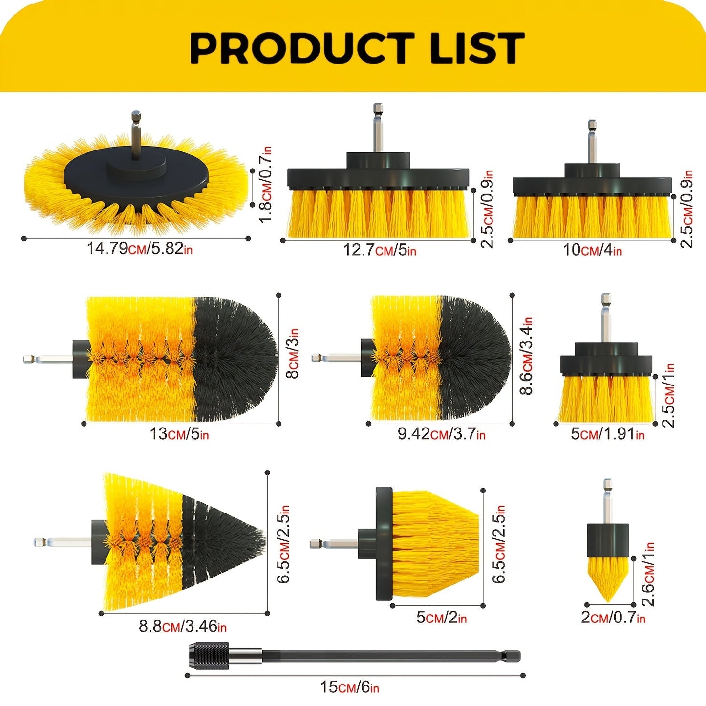 7/12/15 Ultimate Drill Brush aksessuarlar to'plami - Tozalash, silliq qilish va tozalash uchun mukammal - Tozalash padlari, gubkalar, silliq qilish padlari, uzatmalar, avtomobil silliq qilish pad to'plamlari va dush yuvish vositalarini o'z ichiga oladi.