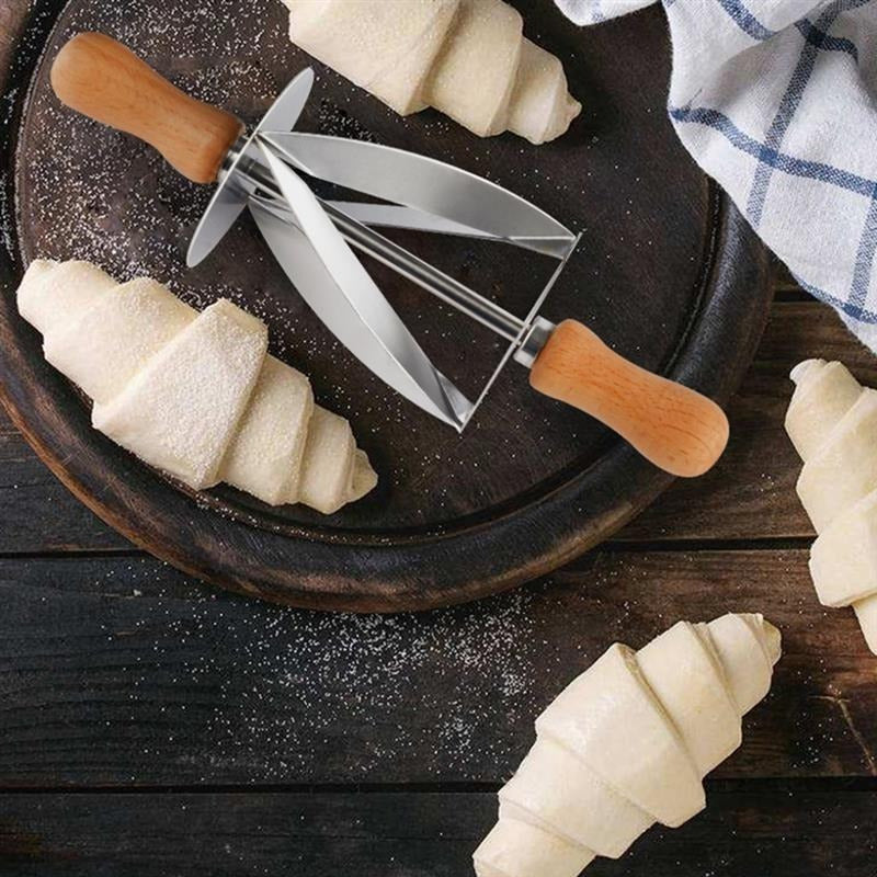 Stainless Steel Croissant Rolling Cutter - Durable Pastry Wheel for Baking, Food-Safe Kitchen Tool Ideal for Making Croissants and Cakes