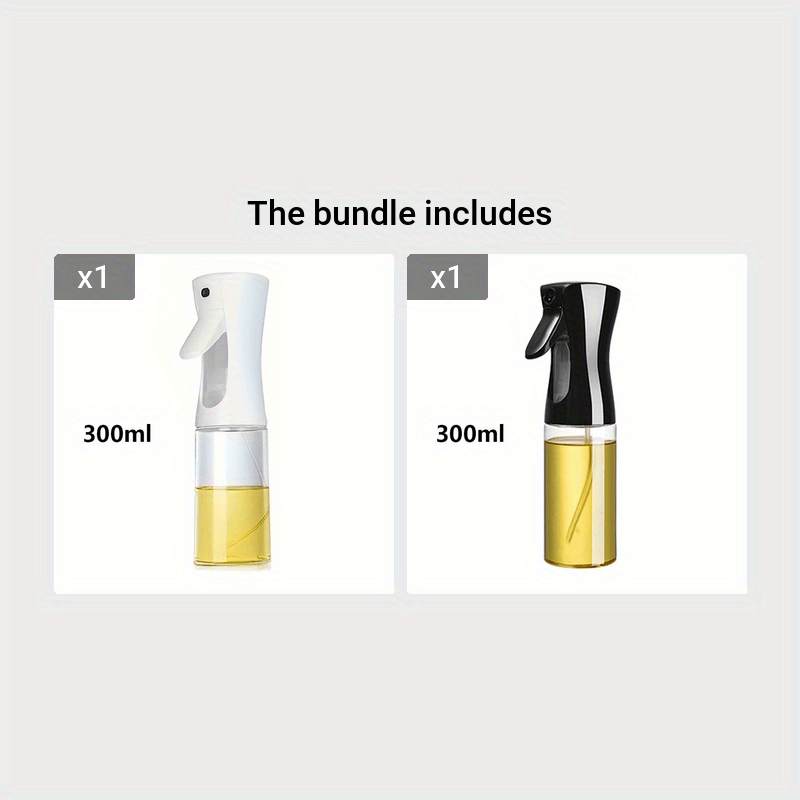 Oil Spray Bottle Kitchen Cooking Olive Oil Dispenser Camping BBQ Baking Vinegar Soy Sauce Sprayer Containers 300ml, Multipurpose Oil Dispenser Bottle Sprayer for Air Fryer, Salad, Grilling, and Frying Kitchen Accessories