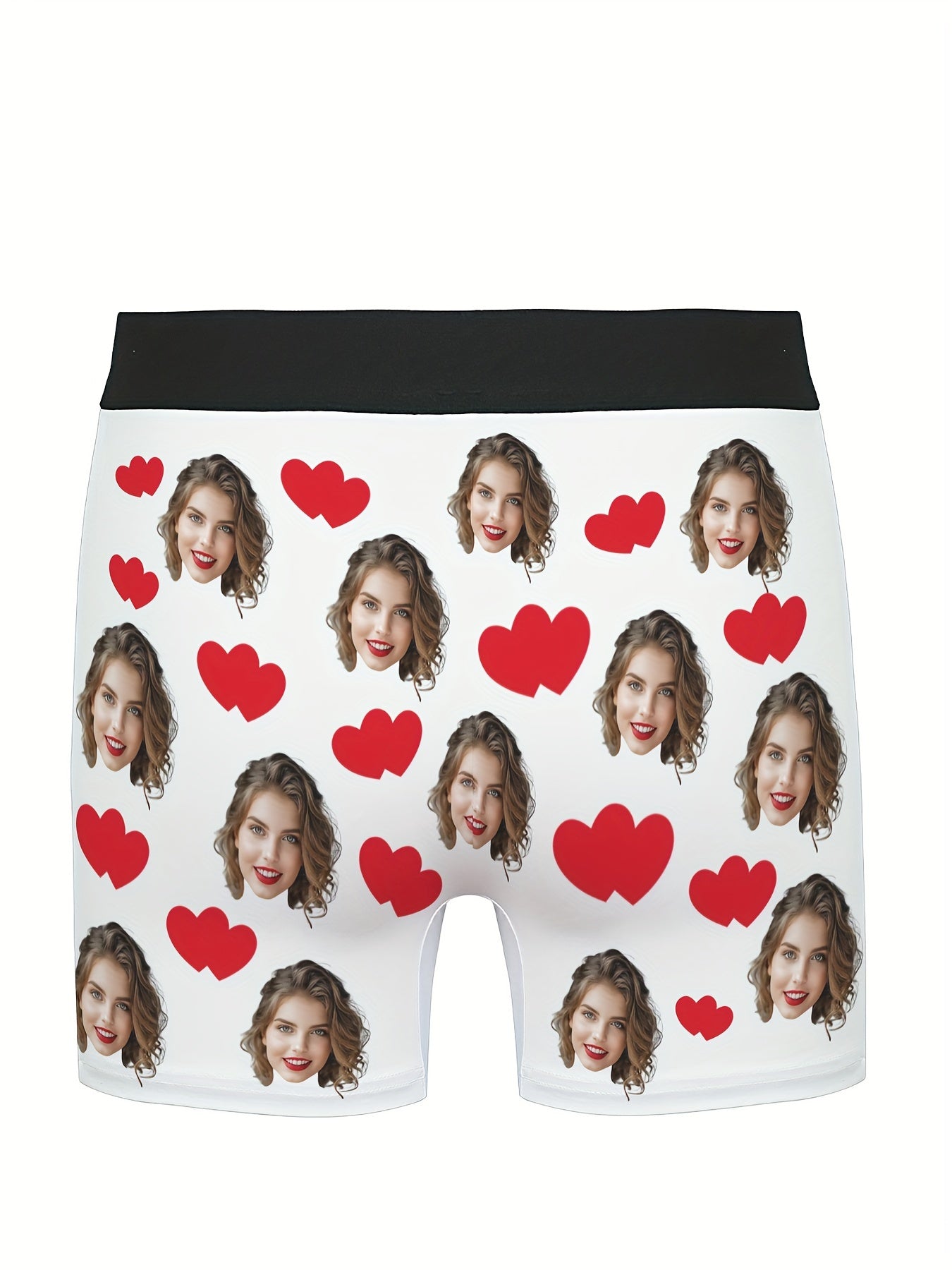 Personalized men's briefs with custom photos- perfect gifts for boyfriends or husbands on Valentine's Day.