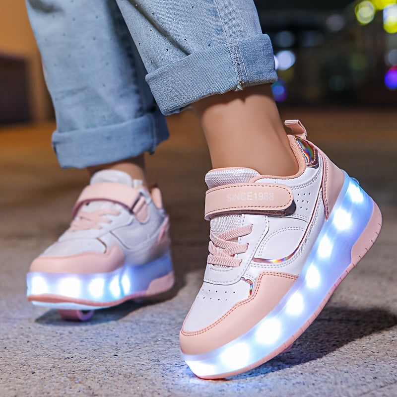 Stylish LED light-up shoes for outdoor activities, USB rechargeable, durable and breathable, perfect for all seasons.