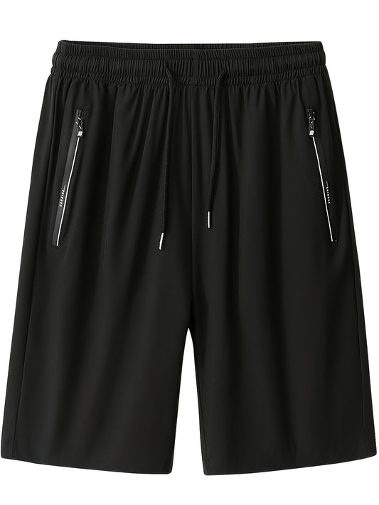 Men's summer shorts in solid color, made of breathable quick-dry polyester with pockets. Regular fit and lightweight woven fabric for casual sportswear.