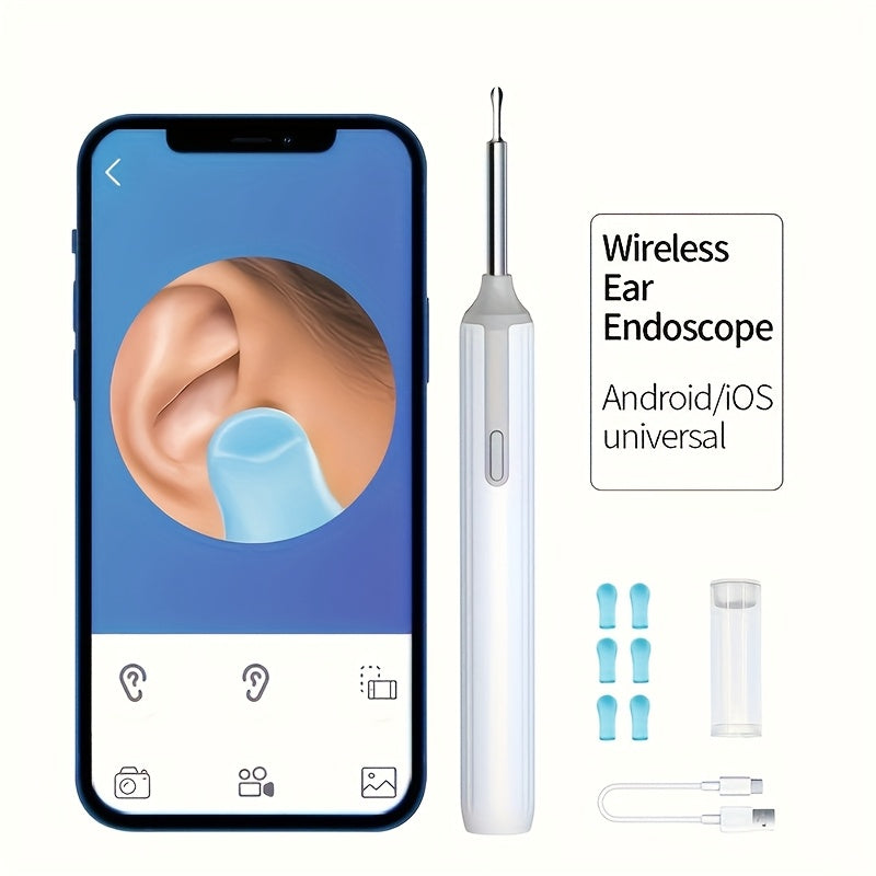 Cuckoo Yun Ear Wax Removal Tool with camera, USB-powered, rechargeable, Wi-Fi, HD scope, LED lights, and 6 ear picks. Perfect gift for earwax removal.