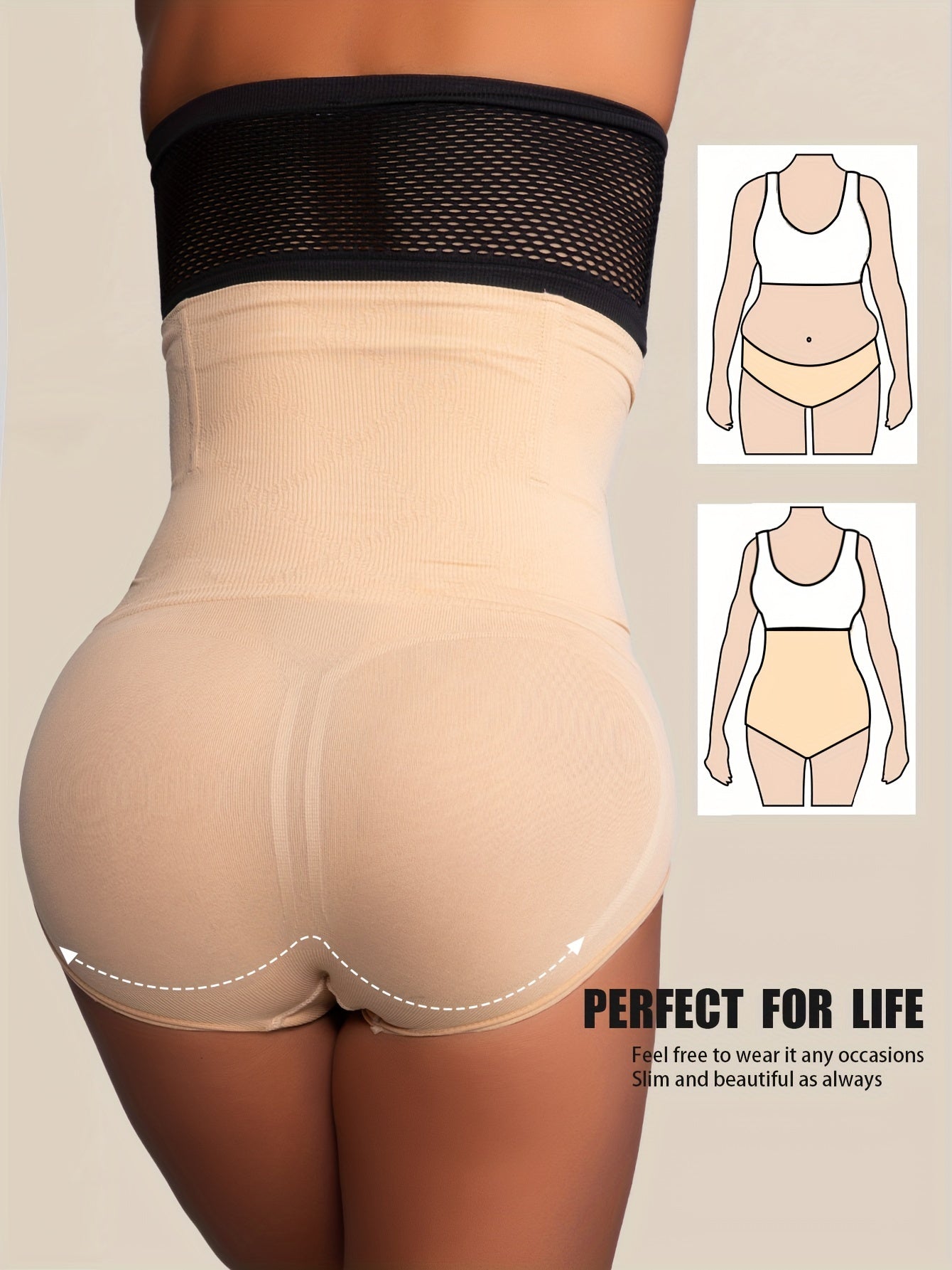 High waist shaping panties for women, for flat belly control and butt lifting.