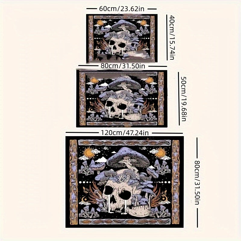 Non-Slip Door Mat with Skull & Mushroom Pattern - Easy to Clean in Washing Machine, Ideal for Adding Style to Living Room, Bedroom, Bathroom, and Entryway