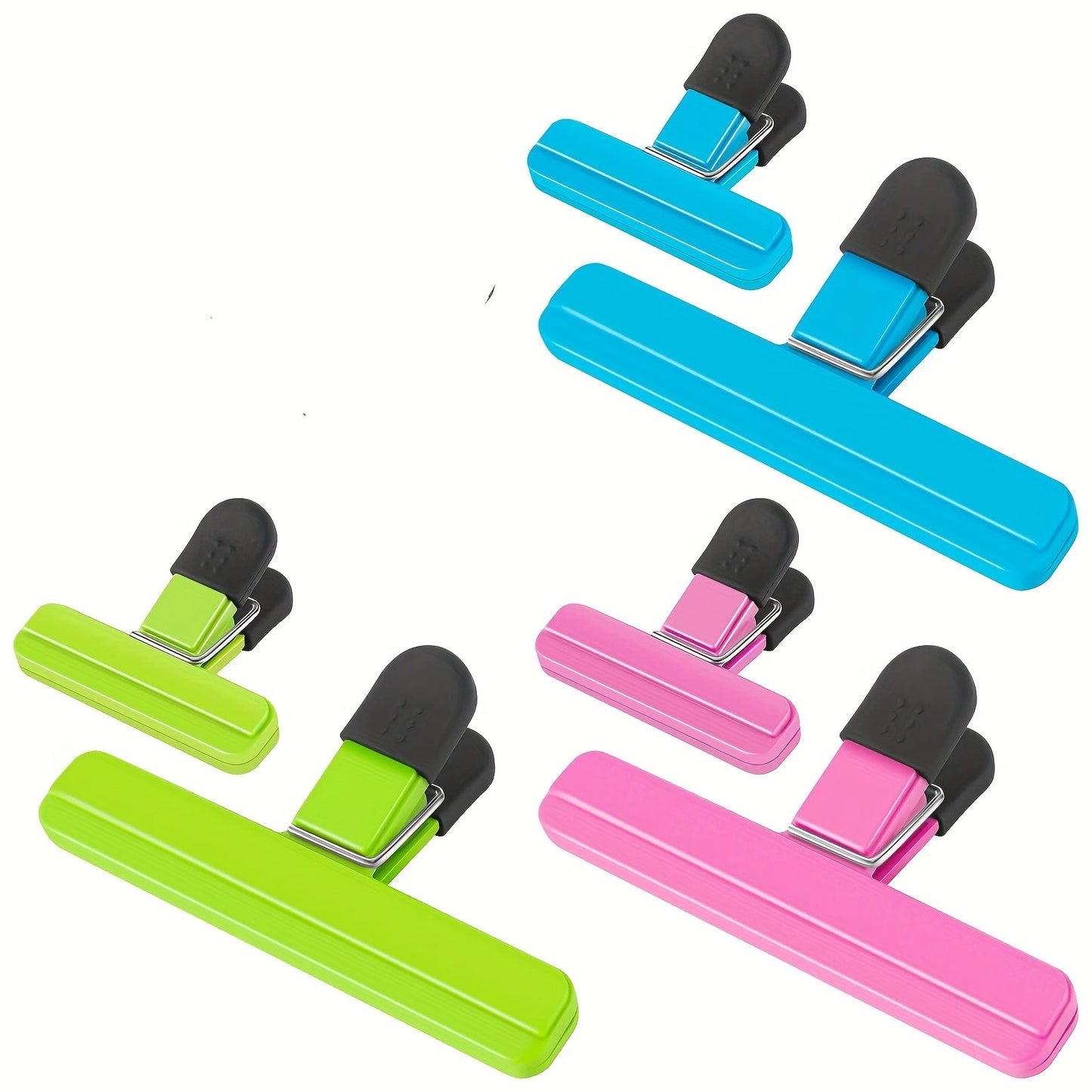 Set of 6 Food Bag Sealing Clips for Moisture-proof Storage. These Reusable and Durable Clamps are perfect for sealing snack bags, photos, and chip bags at home, in the office, or at school. Ideal for home organizers and storage solutions. A must-have