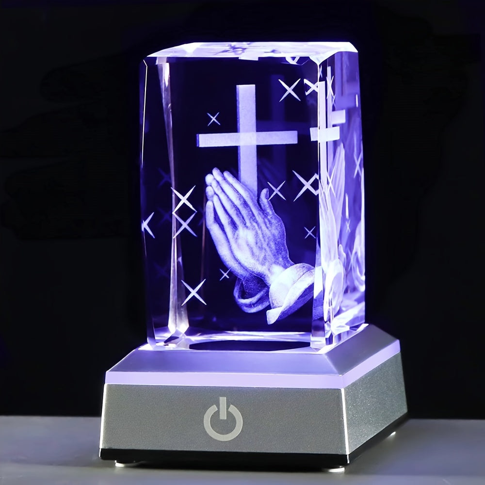 3D crystal cross night light with LED, perfect gift for Christian friends. Dimensions: 3.15*1.97*1.97in.