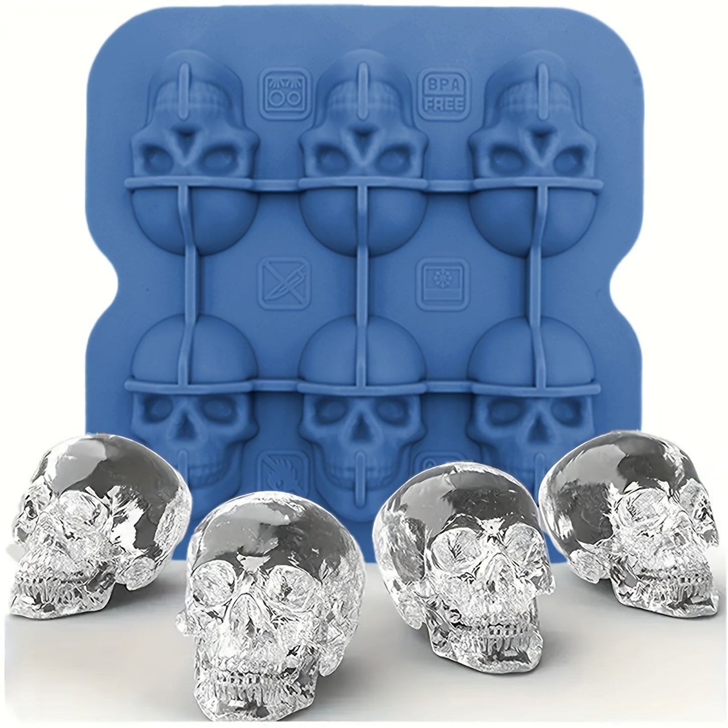 1pc Skull Shaped Silicone Ice Cube Tray - Versatile Mold for Whiskey, Cocktails, Chocolate, and Jello - Easy Release, BPA-Free - Ideal for Holiday Celebrations such as Christmas, Halloween, Easter, and Hanukkah