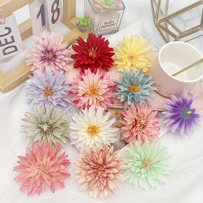 20 Crab Claw Chrysanthemum simulation flowers, 7.5cm diameter, perfect for DIY crafts and decorations for Valentine's Day, weddings, birthdays, and floral art.