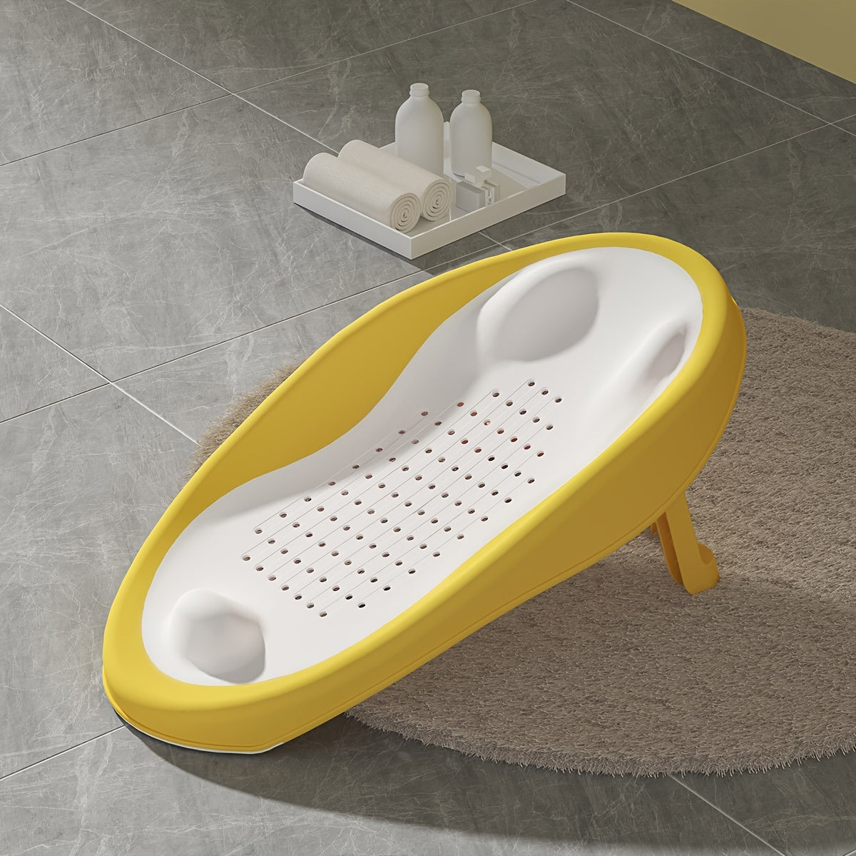 Get the ideal Christmas present with this Foldable Bath Seat featuring a Shower Net, Non-Slip PP Material, and Leaning Back Design - perfect for Kids Bathtub Support. Easy to clean and store away after use!