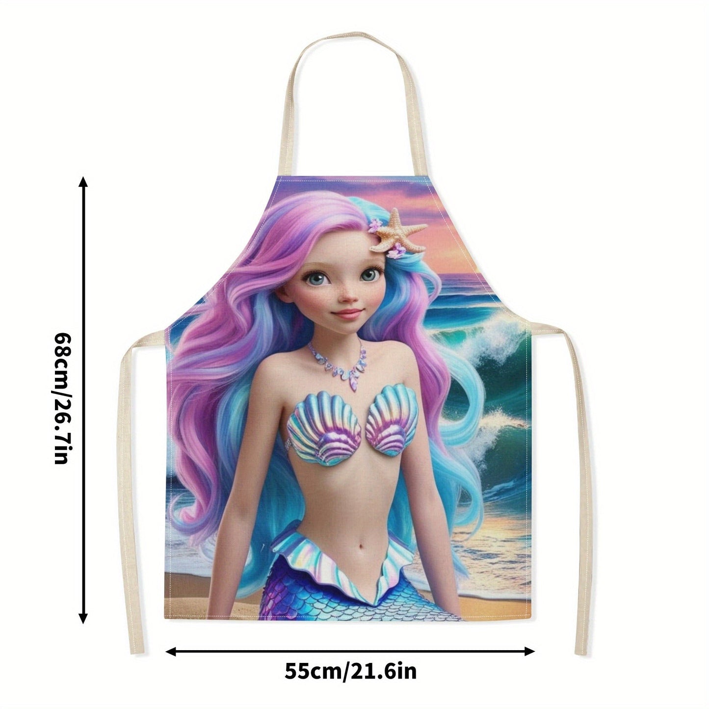 Elevate your kitchen style with the Ariel Princess Waterproof Apron by Disney! Featuring a vibrant and fashion-forward mermaid cartoon pattern design, this apron is perfect for use in hotels, supermarkets, restaurants, fruit shops, and milk tea stands.