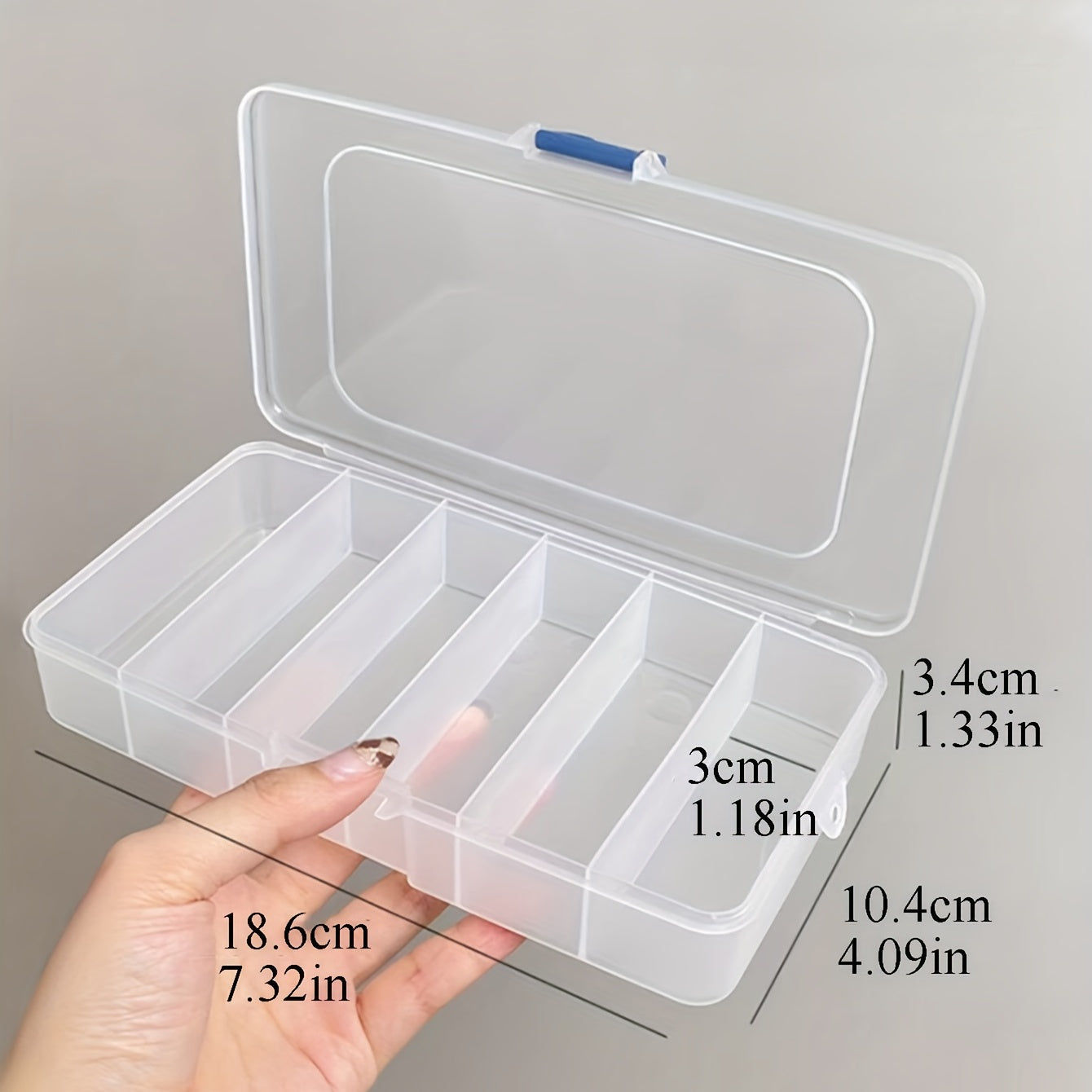 Clear plastic organizer with cover for jewelry and household items, suitable for bedroom, desktop, vanity, dresser.