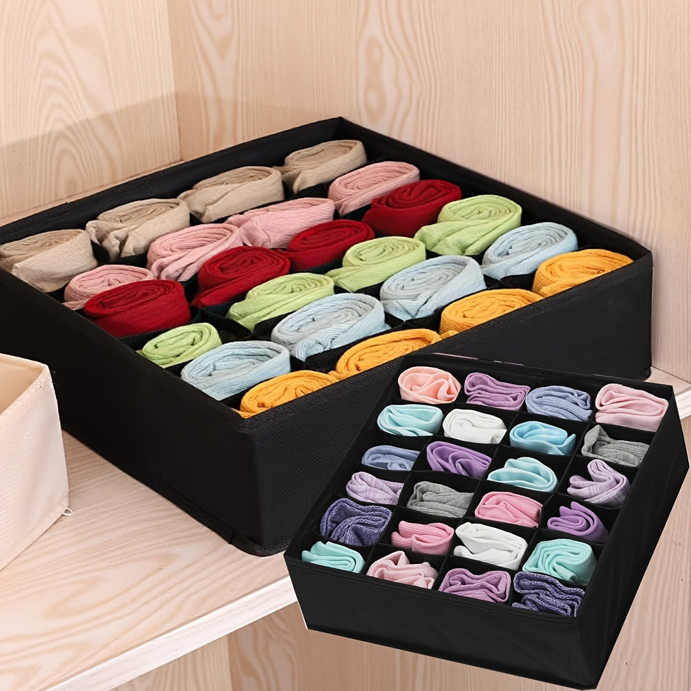 Drawer Organizer with 24 Grids Divider, Collapsible Closet Organizer for Organizing Socks, Underwear, and Ties in Cabinet